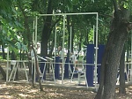 В городском парке уличные тренажеры пользуются большой популярностью у молодежи